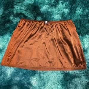 F21 satin lace trim skirt